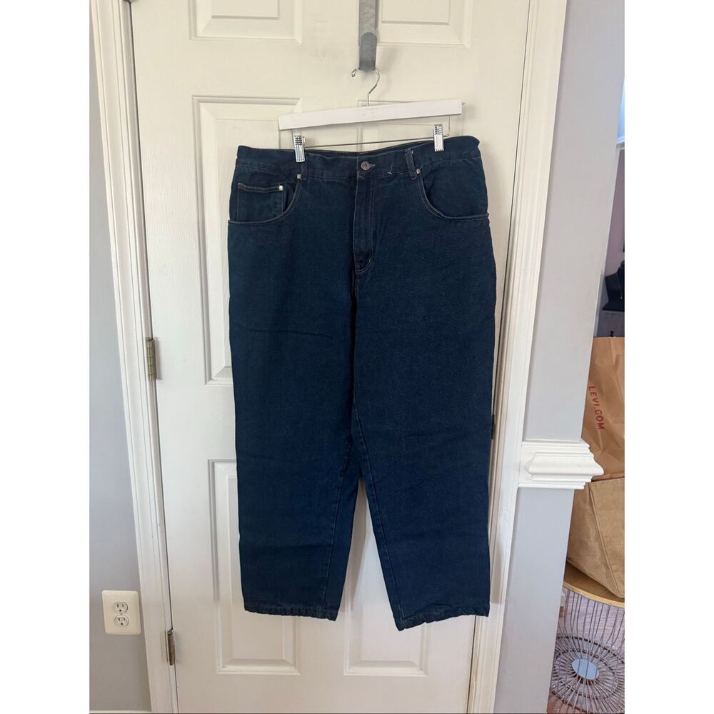 VTG Boston Traders Burgundy Flannel Lined Jeans sz 40X30 EUC